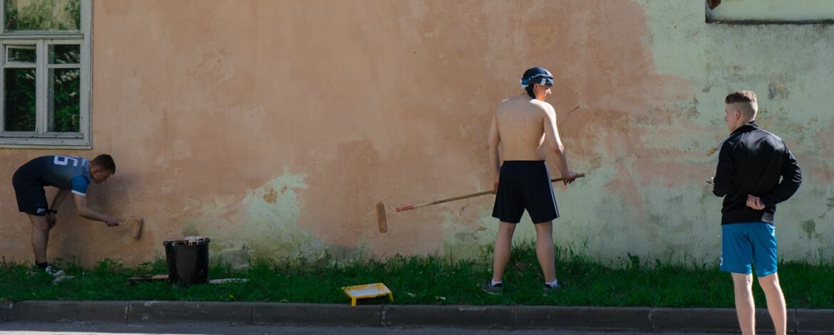 Volunteers painting